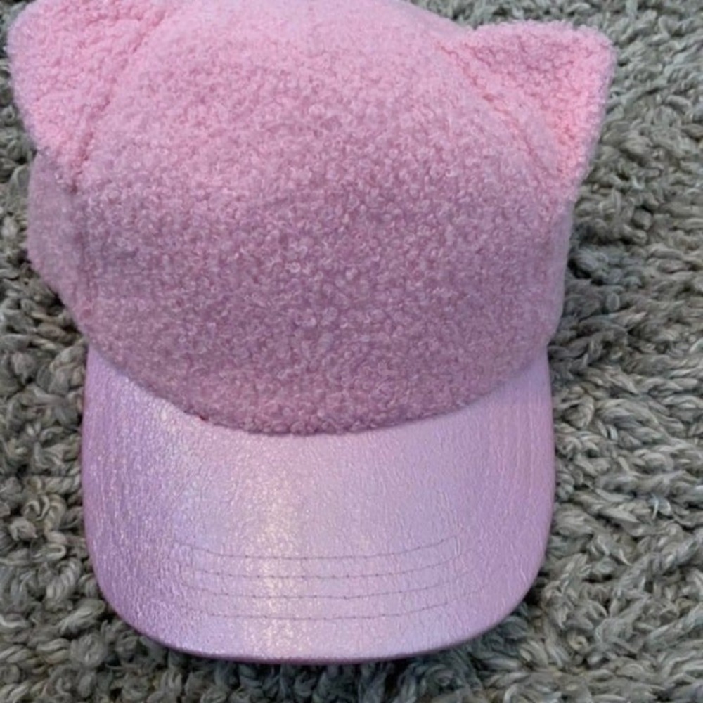 Capelli Kids Hat Pink Cat Ears Fleece Baseball‎ Cap Sparkle NWT One Size